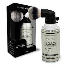 Shark tank legacy shave cream bottle inside and outside the packaging 