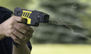 A taser gun being fired. 